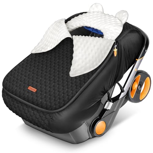 YOREPEK Winter Carseat Cover with Fleece & Mesh