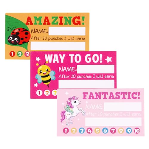 Paquete de 150 Tarjetas de Recompensa para Niños, Reward Punch Cards Tarjeta de Incentivo para...