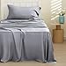 Bedsure Cooling Sheets Twin, Rayon Derived from Bamboo, PureWoven, Breathable & Soft, Deep Pocket Up to 16 Inches, Hotel Luxury Silky Bedding for Hot Sleepers, Silver Grey