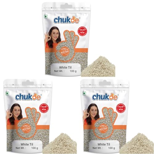 Image of Chukde - White Seasame (Safed Till) | Ideal for Topping, Chutney, Desserts, Curry, Seasoning | Good Source of Nutrients, Supports Heart Health, Promotes Bone Health | 100 Gm (Pack of 12)