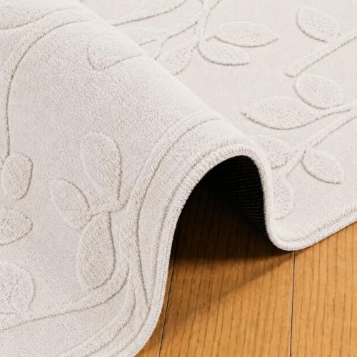 Image of HOMETHREADS Premium Plush Soft 2-Layer Faux Rabbit Fur Embossed Carpet, Washable Area Rug with Anti-Skid Backing for Living Room, Bedroom, Hall & Office, Ultra Soft Floor Carpet(Cream, 4' x 6' Feet)