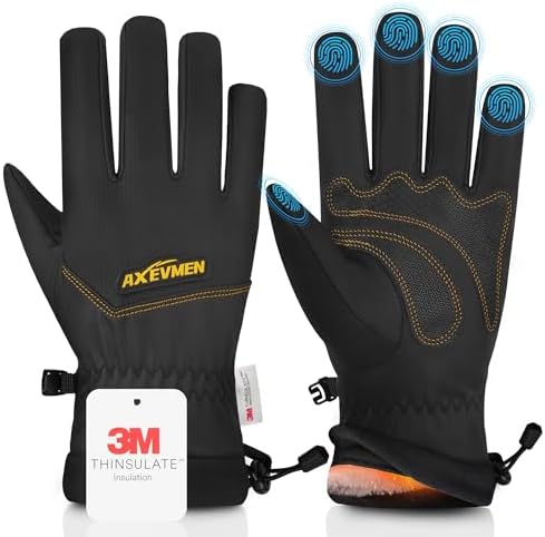 AXEVMEN Winterhandschuhe Herren Damen – Wasserdicht, Thermo Touchscreen | Plüschfutter & Winddicht & Rutschfest für Ski, Radfahren, Outdoor-Laufen und Wandern