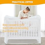 Orzbow Universal Mosquito Net for Cot Bed,Breathable Cat Net for Co Sleeper Crib with Zipper,Easy Access,Quick Installation,Protects from Baby Climbing Out and from Cats or Insects In (White) - Image 4