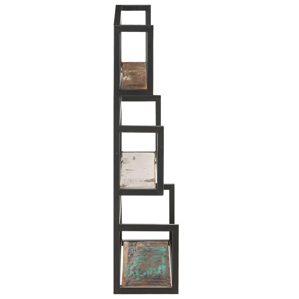 Mensola da parete 60 x 20 x 85 cm, in legno massello con 3 scomparti in legno riciclato per riporre libri, blocco appunti, design unico, mobile rustico robusto