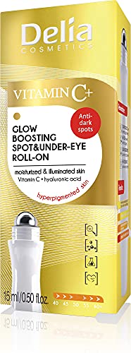 Delia Cosmetics - Roll On Eye Roll On con vitamina C - Un aspecto radiante, hidratado y joven, todos los tipos de piel - Ácido hialurónico y vitamina C - Antienvejecimiento - 15 ml