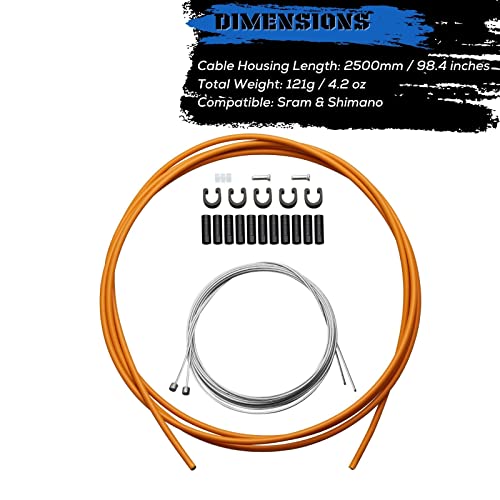 corki Cycles Universal Bicycle Shifter Cable Housing Set for Bike Derailleurs - Orange by corki - Image 2