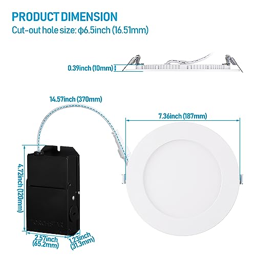 Torchstar Premium Series 6 Inch Ultra-Thin Led Recessed Light With Junction Box, 13.5W Dimmable Led Recessed Ceiling Lights Slim, Etl & Es Listed, Cri90, 5000K Daylight, White, Pack Of 6 #TOP6