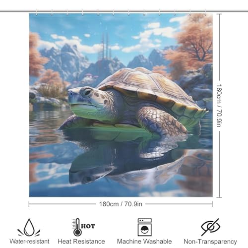 Rideau de douche tortue de mer 183x183cm polyester imperméable avec crochets - 4