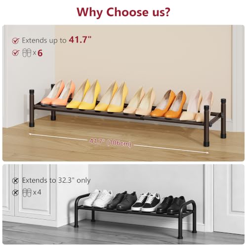 Image of Tajsoon Expandable Shoe Rack for Closet 1 Tier, 28 inch-41 inchStackable, Bronze