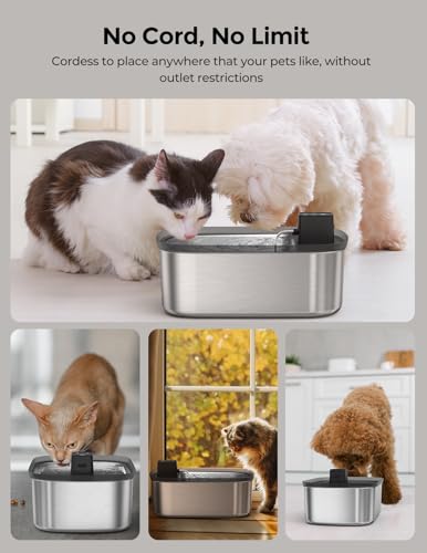 Image of Wireless 7.5l /254oz /2Gal Dog Water Fountain for Large Dogs Stainless Steel, Quiet Pet & Cat Water Fountain with Motion Sensor, Automatic Water Dispenser for Dogs with 6psc Filters