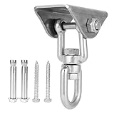 HERCHR Kit para Colgar Hamacas, Gancho Giratorio De Acero Inoxidable para Colgar Columpio, Placa Fija, Accesorio para Silla Colgante para Soporte De Hamaca, Silla Columpio De Yoga