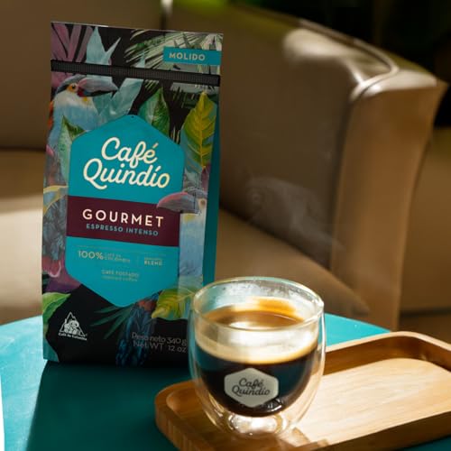 Image of Cafe Quindio Medium-Dark Roast 100% Colombian Excelso Whole Bean Arabica Coffee - Gourmet Espresso Intense - 12 Ounce (Pack of 1)