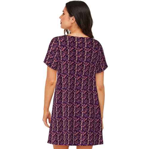 Robe de nuit légère haut de gamme imprimé libellule violette - 4