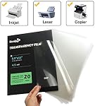 KOALA Transparency Film for Inkjet/Laser Jet Printers - 8.5 x 11 Inch 20 Sheets Printable Transparency Paper for OHP Film Overhead Projector Film or Craft Projects