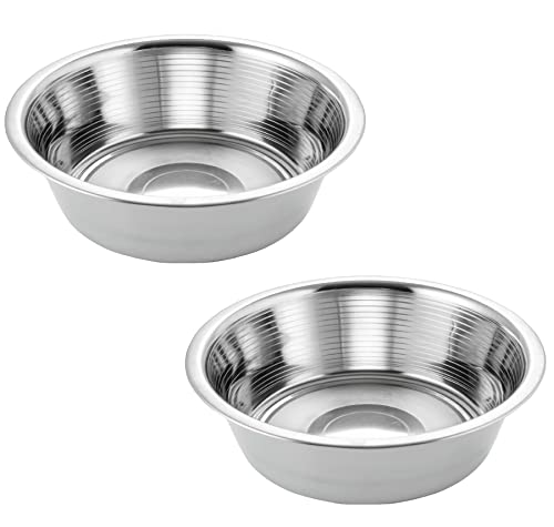 Hell Blues 11 Cups Stainless Steel Dog Bowls, 10" Diameter, 3" Height, Double Pack, Dishwasher Safe