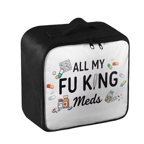 Image of Gomyblomy Customized First Aid Kit All My Fucking Meds Print Personalized Emergency Kits Add Your Image or Color Portable Medium Medical Supplies Storage Bags for Cars Home Travel
