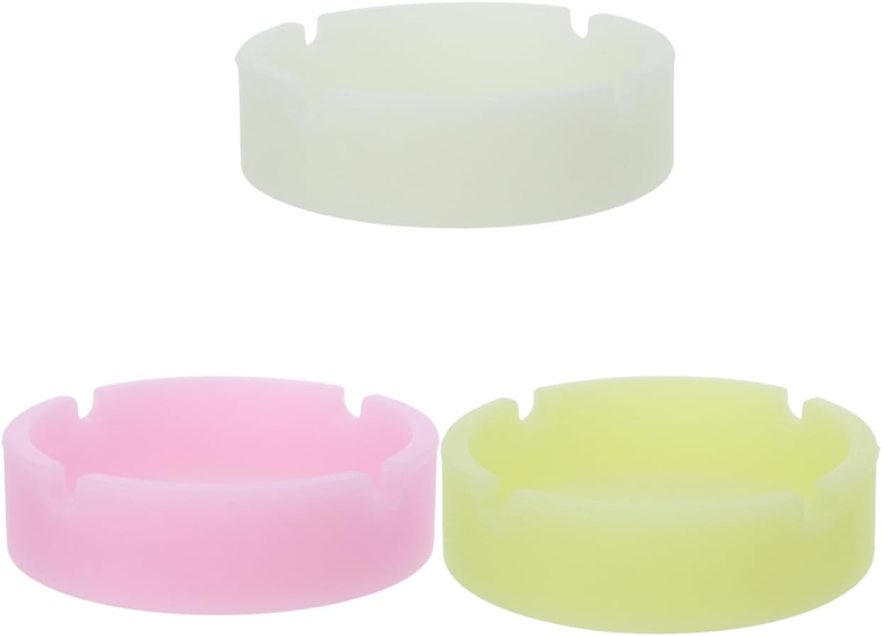 Glow in the Dark Ashtray Silicone Ash Tray for Cigars Round Ashtray Unbreakable Heat Resistant Luminous Night Use for Home Indoor Room Bedroom Decor 1 Pack