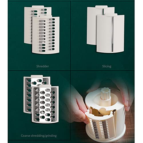 Rotary Vegetable Chopper Cutter With Handle 3 Blades-Cheese Grater Round Mandoline Slicer Fast Vegetable Slicer Chopper Cutter For Potato Fruit Nuts (Green) #TOP4