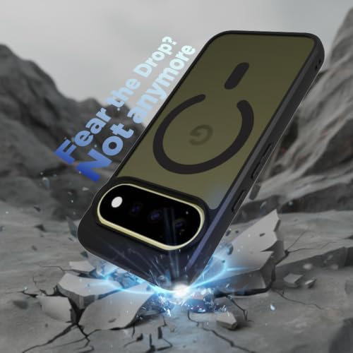 Image of RIGGEAR Shockproof Sleek Hybrid Armor Magnetic Back Cover Case Compatible with MagSafe Accessories for Google Pixel 11 / Pixel 11 Pro (Smoke Black Matte PC + Black TPU Bumper)