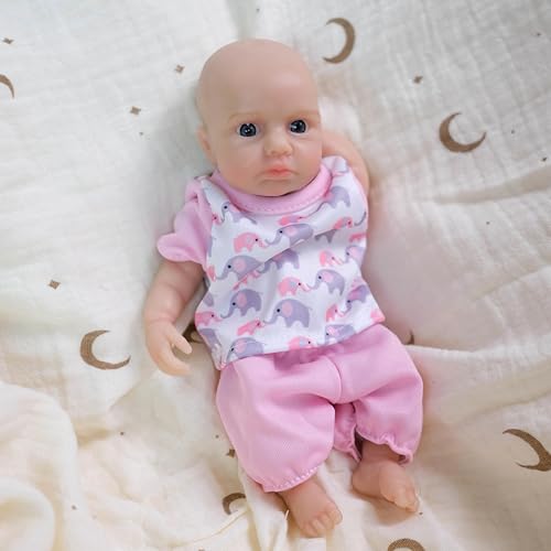 RXDOLL Muñecas Reborn de silicona de 8 pulgadas realistas de tamaño Premie, muñecas de bebé Reborn de cuerpo completo de silicona de platino sólido, muñeca de bebé de la vida real Loulou Awake