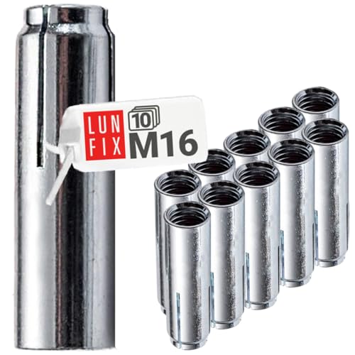 Anclajes de impacto M16, juego de 10 anclajes para cargas pesadas, tacos de acero galvanizado