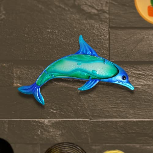 Comfy Hour 7" Metal Art Dolphin Wall Decor, Blue, Ocean Voyage Collection #TOP1