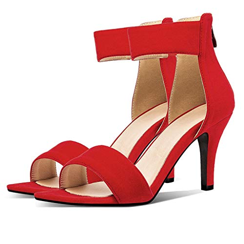 MIOKE Women's Open Toe Kitten Heels Sandals Ankle Strap Zipper Fashion Stilettos Heeled Party Pump Shoes2