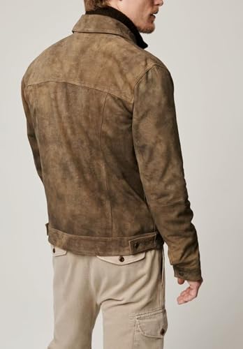 Men's Classic Suede Blazer Single Breasted Casual Faux Leather Sports Jacket with Pockets4