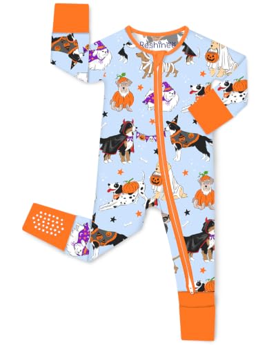 babee Reshinee Bamboo Viscose Baby Footie Pajama, Zipper Sleeper Boys Girls | Sleep & Play Romper with 2-Way Zipper, Fold-Over Mittens & Foot Cuffs with Grips, Tagless, Convertible, All-Season, 0-24M