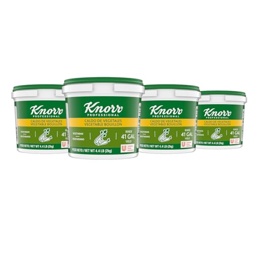 Knorr Professional Caldo de Vegetales, Vegetarian Bouillon, 4.4 lb (Pack of 4), Granulated Base, Bouillon as a Base, Marinade, Flavor Enhancer, Shelf Stable Convenience, 0g Trans Fat