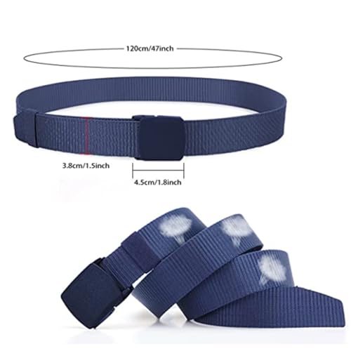 Men's Adjustable Nylon Web Belt With Plastic Buckle Holeless Canvas Waistband For Outdoor Travel Hiking Work Pants3