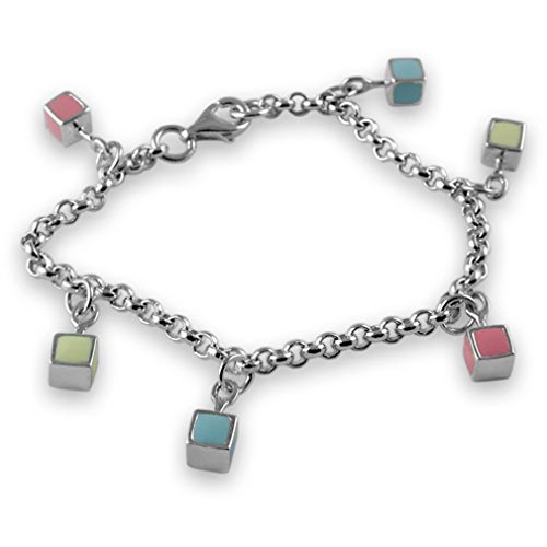 Bracelet charme en argent bloc de construction pour look quotidien casual