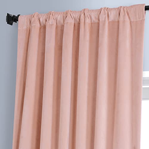 Image of HPD Half Price Drapes Signature Plush Velvet Blackout Curtains for Bedroom (1 Panel), 50W X 96L Hotel Black Out Curtains for Living Room, Thermal Insulated Blackout Curtains, Apricot Blossom