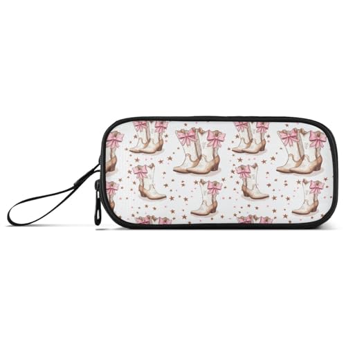 Image of Caikeny Pencil Case Cowgirl Boots Pen Bag Cow Print Large Capacity Pencil Box Pen Pouch with Zipper Cosmetic Organizer for Kids Teens Adults