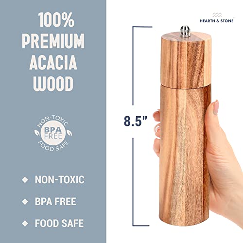 Wooden Salt And Pepper Grinder Set - Salt And Pepper Mill W/Rose Gold Scoop - Pepper Grinder, Sea Salt Shaker Grinder - Salt And Pepper Mills Shaker Grinders - Salt & Pepper Shakers, Seasoning Shaker #TOP1