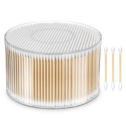 500 Count Cotton Swabs,Round & Pointed Tip Cotton Swabs,Double Precision Tips for Personal Care and Makeup Wooden Cotton Sticks with Storage Box
