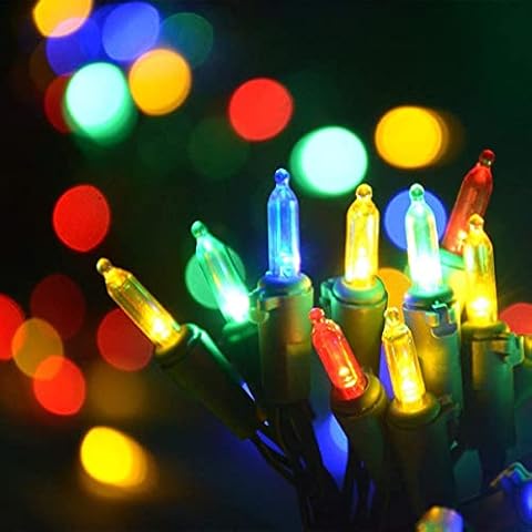 Abkshine 50 led Battery Operated Christmas Tree Lights, Multicoloured Fairy Lights Indoor String Lights for Christmas Decorations Wall Window Xmas Garland Wreath Ornaments Wrap Fireplace Decor Cover