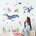 Supzone Under The Sea Wall Decals Ocean Whale Shark Turtle Seaweed Wall Stickers for Kids Toddlers Bedroom Living Room Baby Nursery Wall Decor
