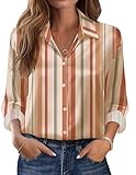 Zeagoo Tops for Women Striped Long Sleeve Button Down Shirts Satin Silk Dressy Casual Blouses