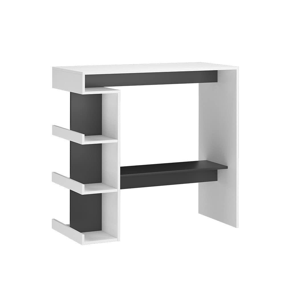 Vicco Tavolo bar alto Dana, Bianco, 108 x 50 cm, con ripiani aperti per l'utilizzo come tavolo alto