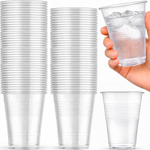 Blue Sky K&C Disposable Clear Plastic Cups - 7 oz. (Pack of 100) - Perfect for Birthdays, Picnics, Baby Showers, & Other Occasions