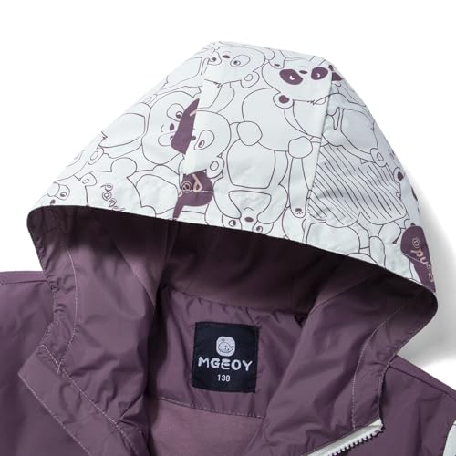Image of MGEOY Girls Rain Jacket Lightweight Waterproof Hooded Cotton Lined Raincoat Windbreaker for Kids Size 4-12 Years
