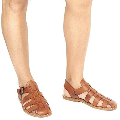 Gianluca - L'artigiano del cuoio Handmade in Italy mens Franciscan sandals in dark brown leather