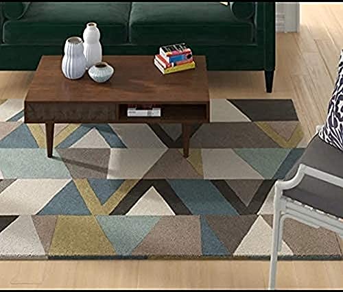 Image of Handmade Tuffted Pure Woollen Thick Geometrical Carpet for Living Room and Bedroom with 1.4 Inch Pile Height Size 2 x 6 feet Mult New FTE03
