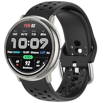 Nacorulu Compatível com pulseiras Amazfit Active 2, pulseira de substituição de silicone de 20 mm de largura para smartwatch Amazfit Active/Active 2S/GTS 4 mini/GTR Mini/Bip 3 Pro (preto)