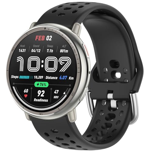 Alisitina for Amazfit Active 2 Band Silicone Replacement Strap for Amazfit Active A2437 Active2 Square A2434 (Black)