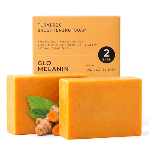 Image of Glo Melanin Organic Turmeric Soap for Dark Spots [2pack], Soap for Face, All Natural Face Wash
