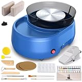 Pottery Wheel for Kids and Beginner - Upgraded Pottery Wheel with 6' Turntable with Two-Way Rotation, 2.2lb Clay, Art Supplies Sculpting Tools, Christmas Craft Gifts for Teens Kids Adults (Blue)