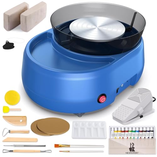 Pottery Wheel for Kids and Beginner - Upgraded Pottery Wheel with 6' Turntable with Two-Way Rotation, 2.2lb Clay, Art Supplies Sculpting Tools, Christmas Craft Gifts for Teens Kids Adults (Blue)