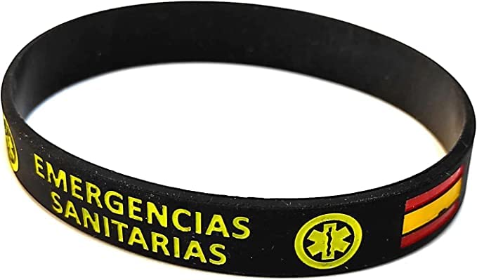 Pulsera de Goma de Silicona Gruesa Emergencias Sanitarias Escudo Bandera 2 Unidades